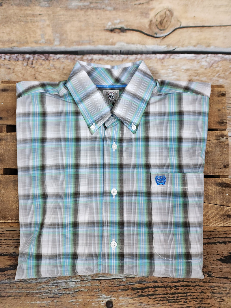 CINCH LIGHT BLUE PLAID SHIRT EXTENDED SIZES