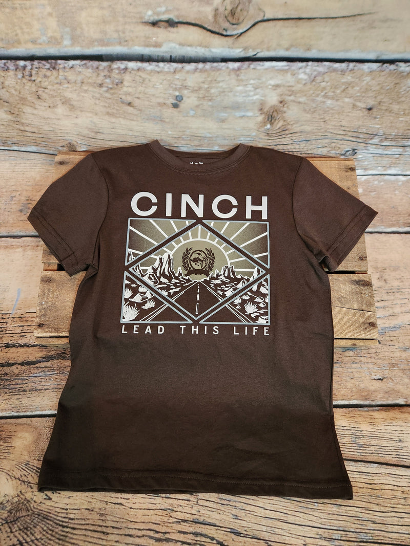 CINCH LEAD THIS LIFE BROWN TEE