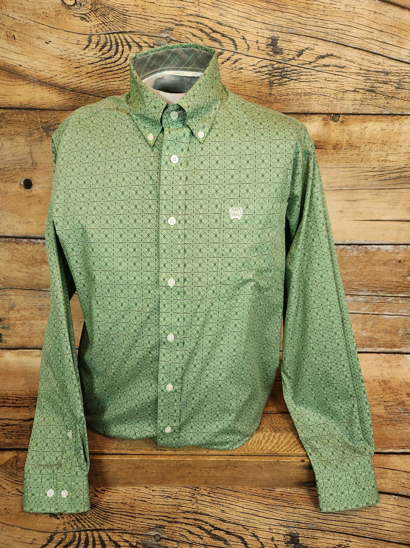 CINCH GEOMETRIC PRINT GREEN SHIRT