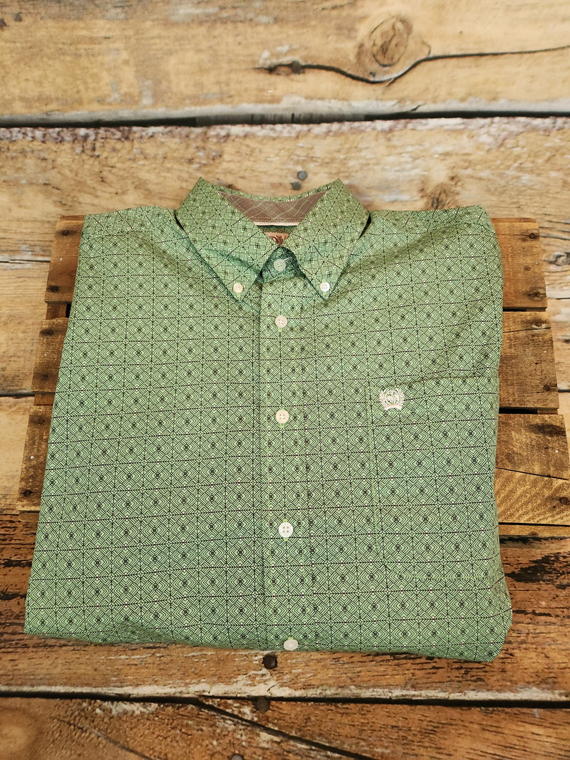 CINCH GEOMETRIC PRINT GREEN SHIRT