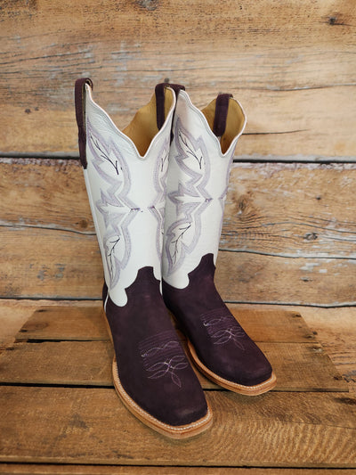 R WATSON PLUM ROUGHOUT WHITE TOP BOOT