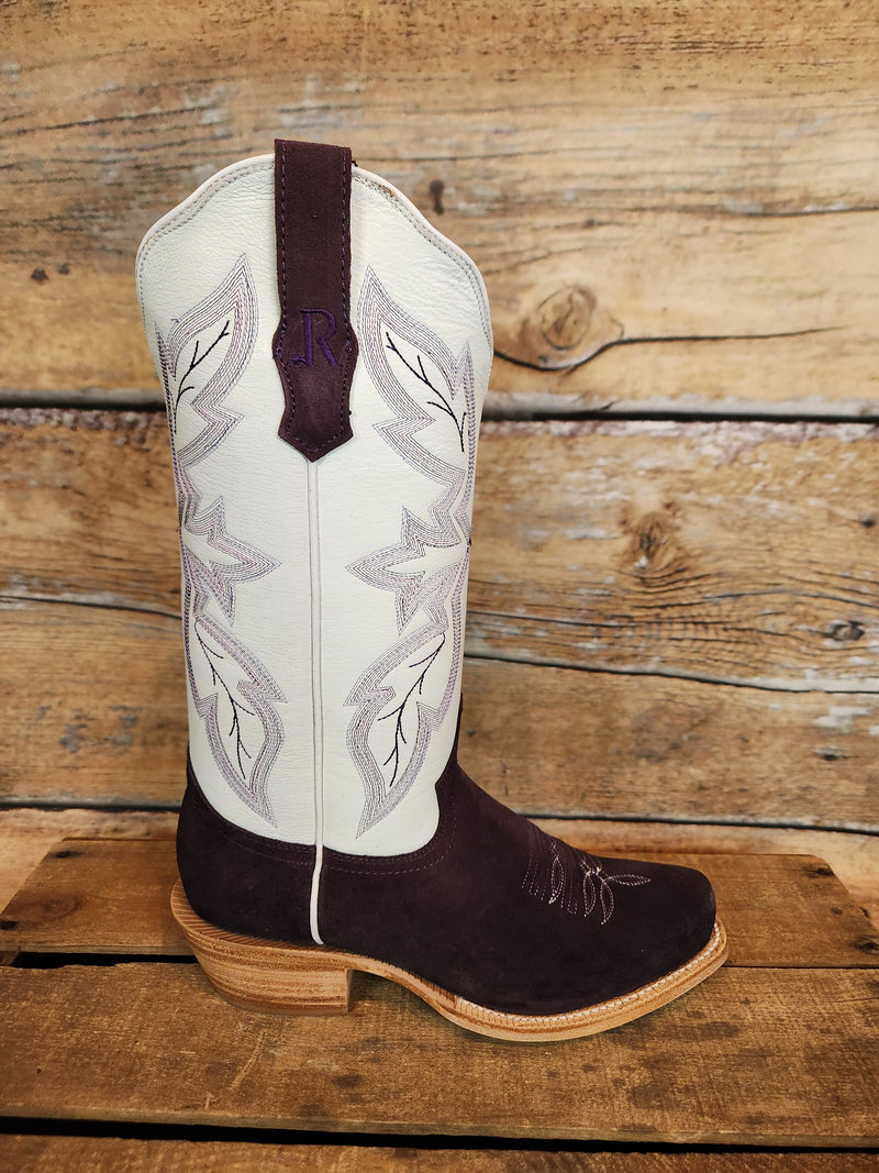 R WATSON PLUM ROUGHOUT WHITE TOP BOOT