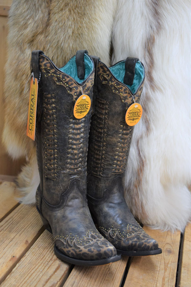 CORRAL SNIP TOE LEOPARD OVERLAY BOOT