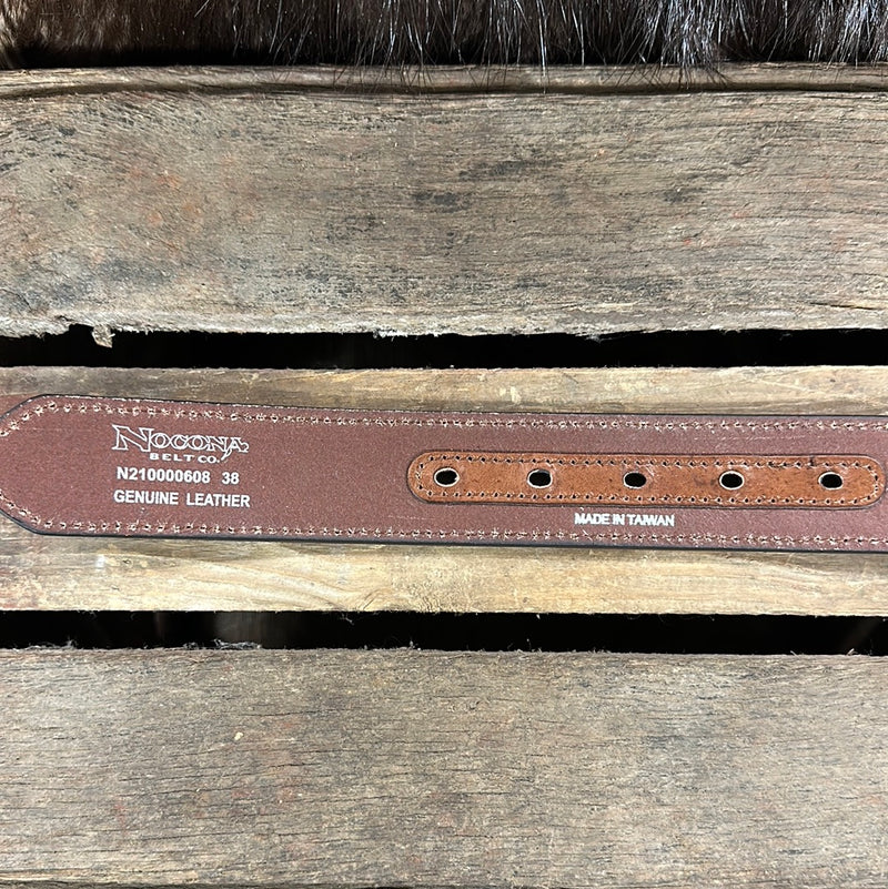 NOCONA BROWN BELT WITH HAIR ON & LEATHER EDGE