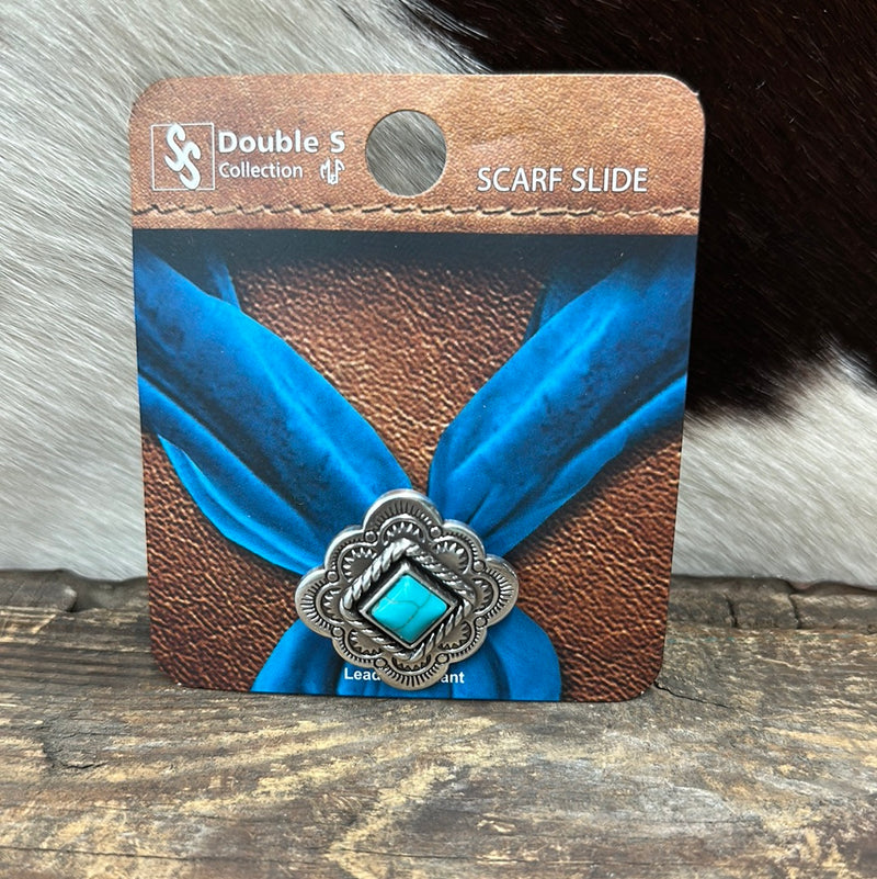 DOUBLE S DIAMOND TURQUOISE SCARF SLIDE