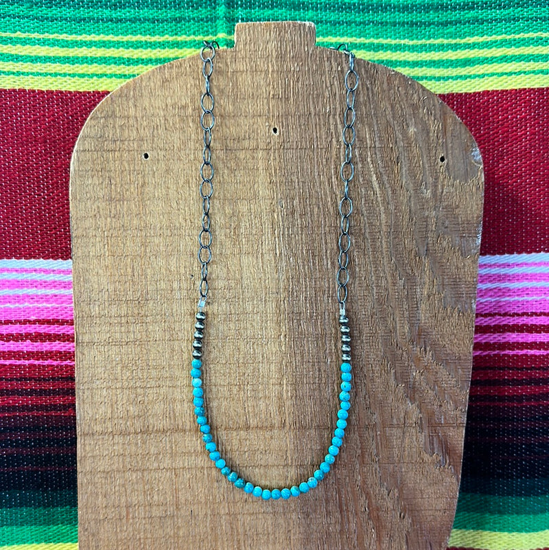 NAVAJO HANDSTRUNG TURQUOISE BEADED NECKLACE