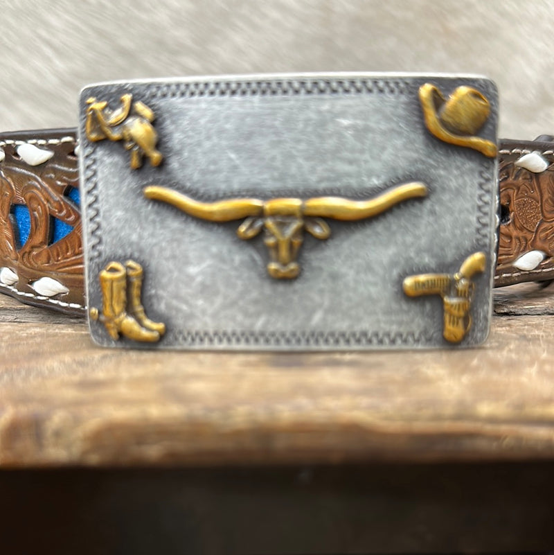 MF OVERLAY BUCK BROWN BELT