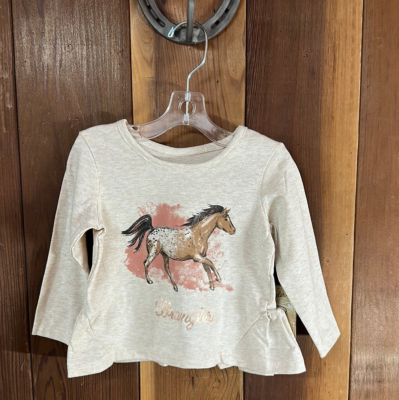 WRANGLER OATMEAL HORSE RUFFLE BACK SHIRT